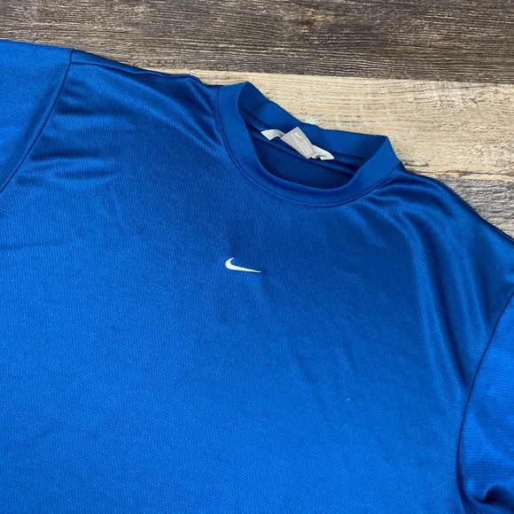 Vtg Nike Center Check Shirt Size Large Blue Y2K Swoosh Check Logo - Picture 3 of 4